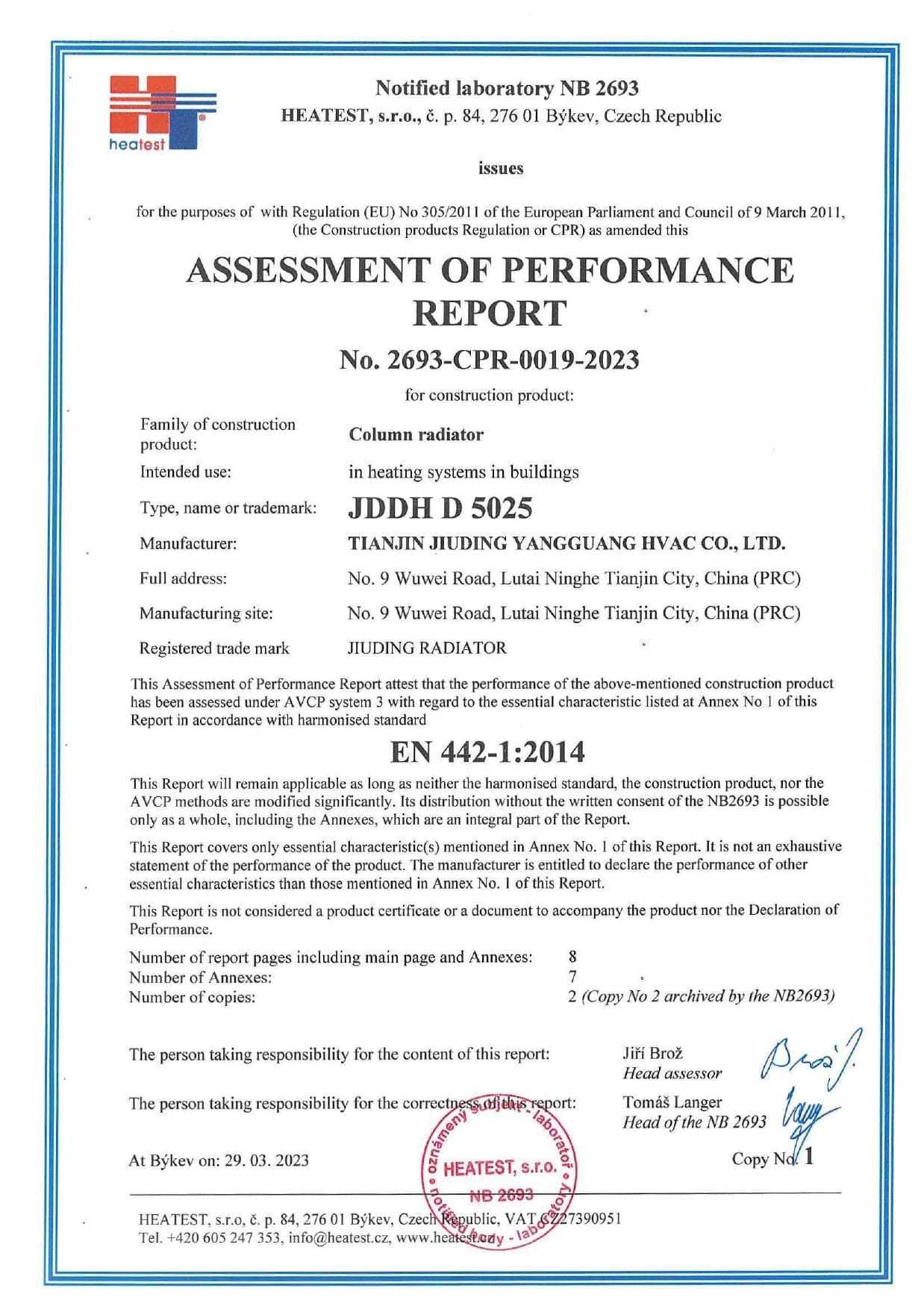 CPR · EN 442 — JDDH-D 5025