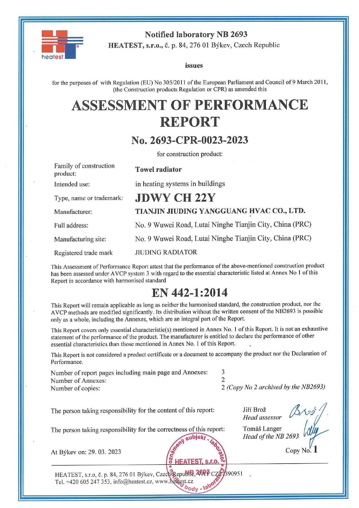 CPR · EN 442 — JDWY-CH 22Y